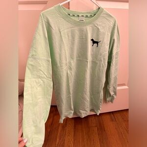 PINK BY VS MINT GREEN LONG SLEEVE TEE